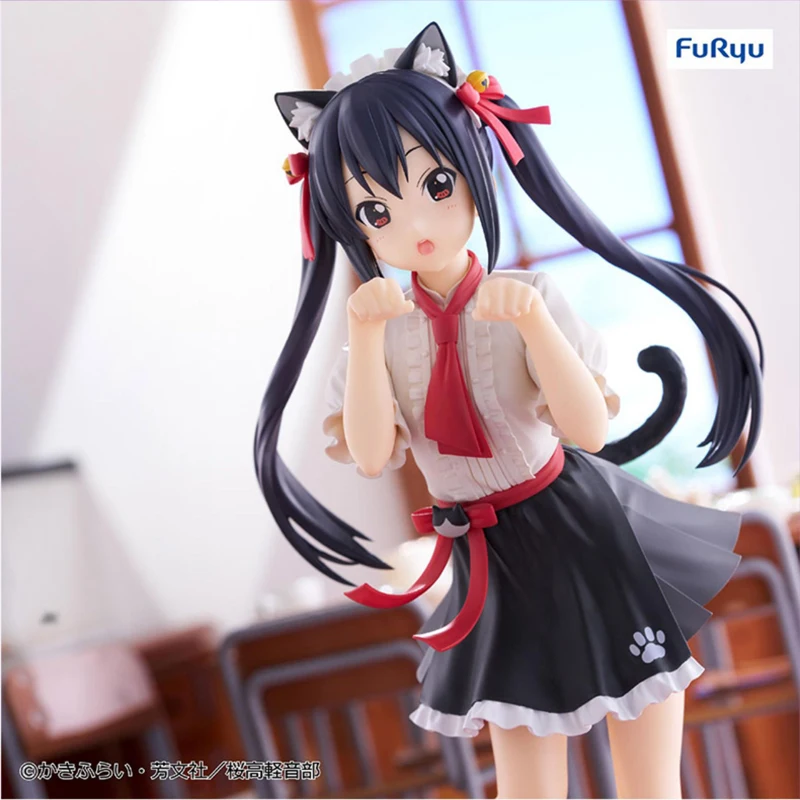 ¡¡21 cm genuino FuRyu Trio-Try-iT TTI K-ON!! Nakano Azusa orejas de gato figura de acción modelo juguetes regalo para cumpleaños