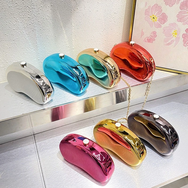 JIOMAY 2025 جديد المرأة الوردي الاكريليك مساء حقيبة موضة الحد الأدنى حقيبة صغيرة أنيقة تنوعا محفظة الكاجو شكل حقيبة الحفلات