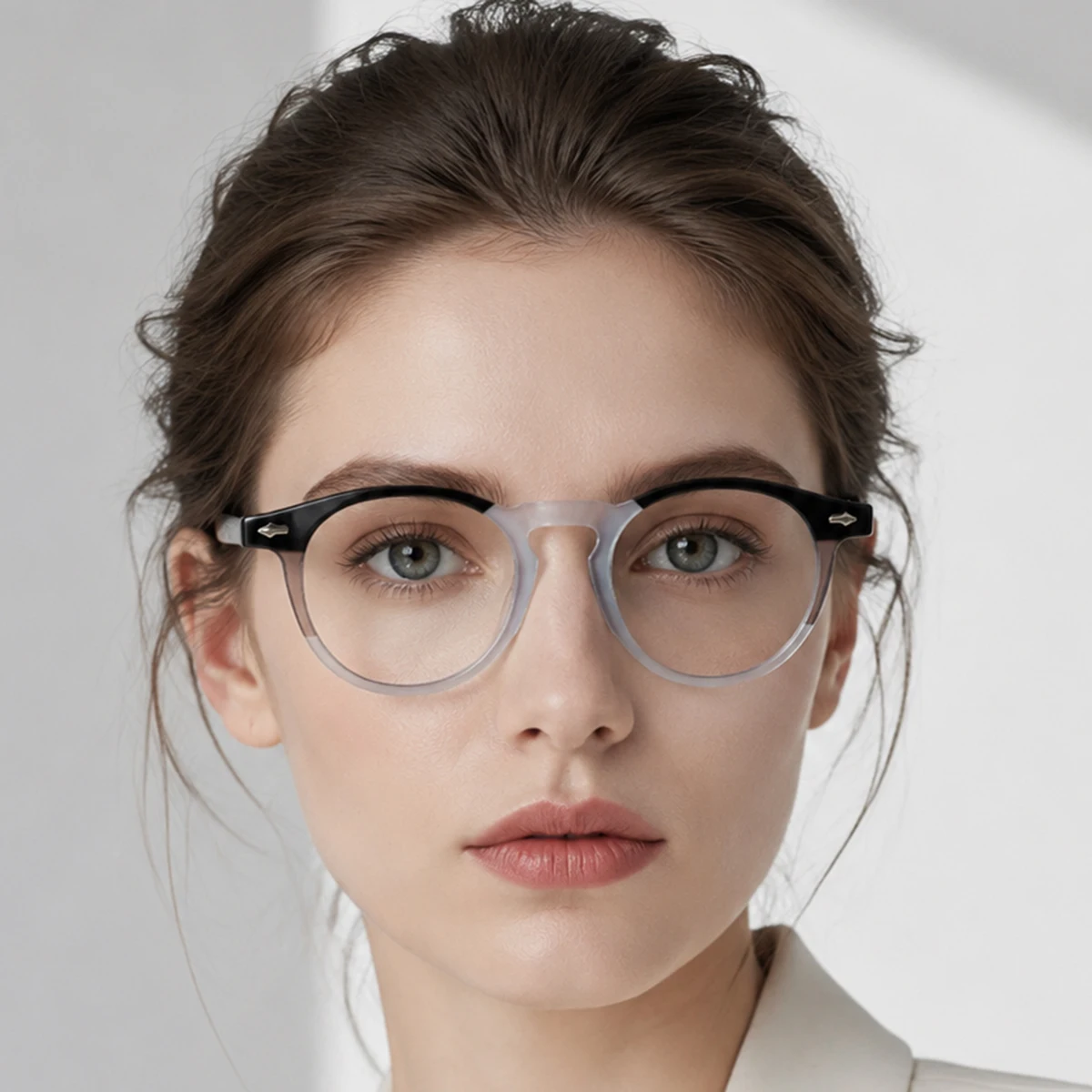 1 Pair of Women's Round-Frame Glasses with Fresh Color Combinations, Youthful and Energetic, Age-Reducing, Gentle and Versatile, Suitable for Everyday Campus Wear, Sweet Outfits, and Outings