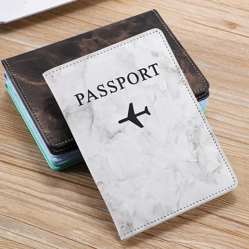 Pu Leather Marble Style Passport Cover Fashion Travel Women Men ID Credit Card Passport Holder Packet Wallet Purse Bags Pouch