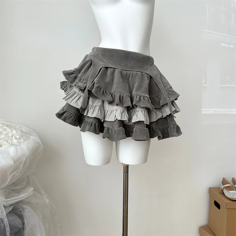Autumn Japanese Kawaii Two Piece Set Women Sweet Rabbit Print Cute Skirt Suit Female Korean Slim Tops＋Princess Cake Skirt 2024