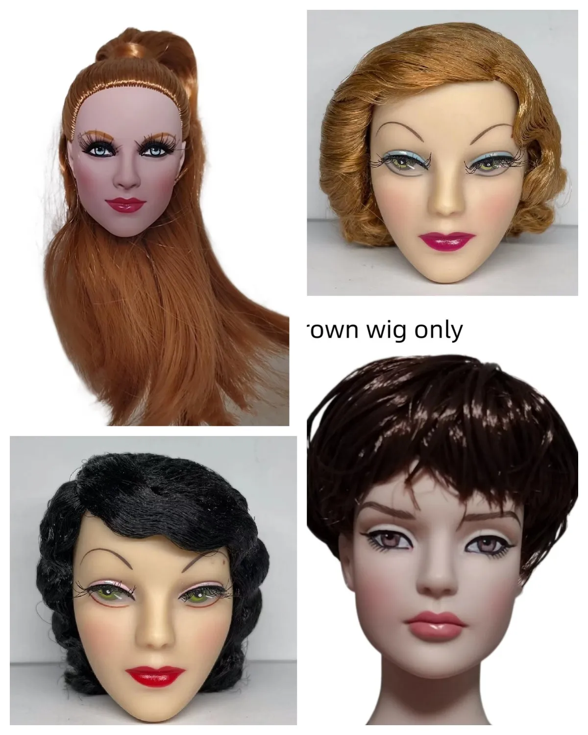 Original Classic Old Doll Heads Rare Face Limited Collection Doll Part White Skin Black Gold Hair Doll Heads Girl Toy Figures