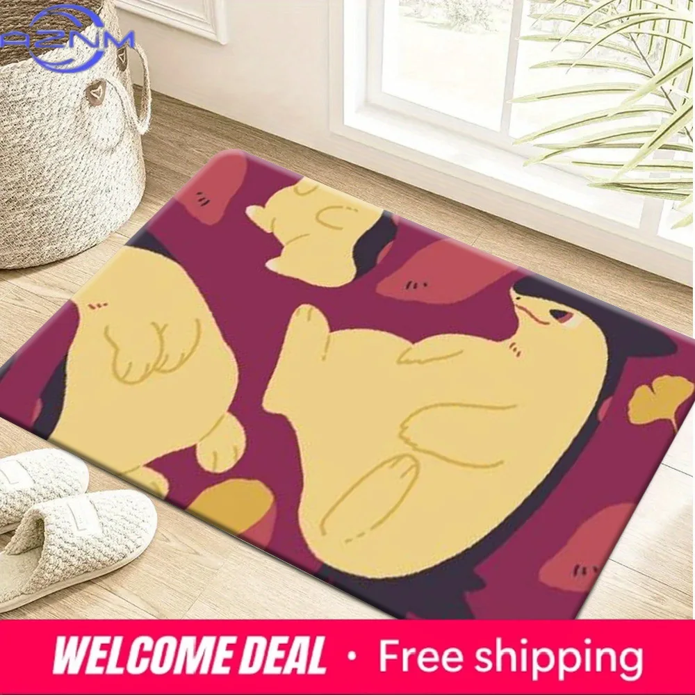 Cute Cartoon Cyndaquil Pattern Soft Non-slip Absorbent Home Bathroom Entryway Bedroom Floor Rug Doormat Mat