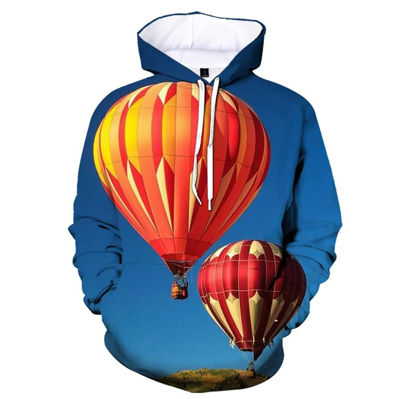 Autumn Colorful Hot Air Balloon 3D Print Hoodies Men Women Fashion Sweatshirts Oversized Hoodie Pullovers Tracksuit Clothing