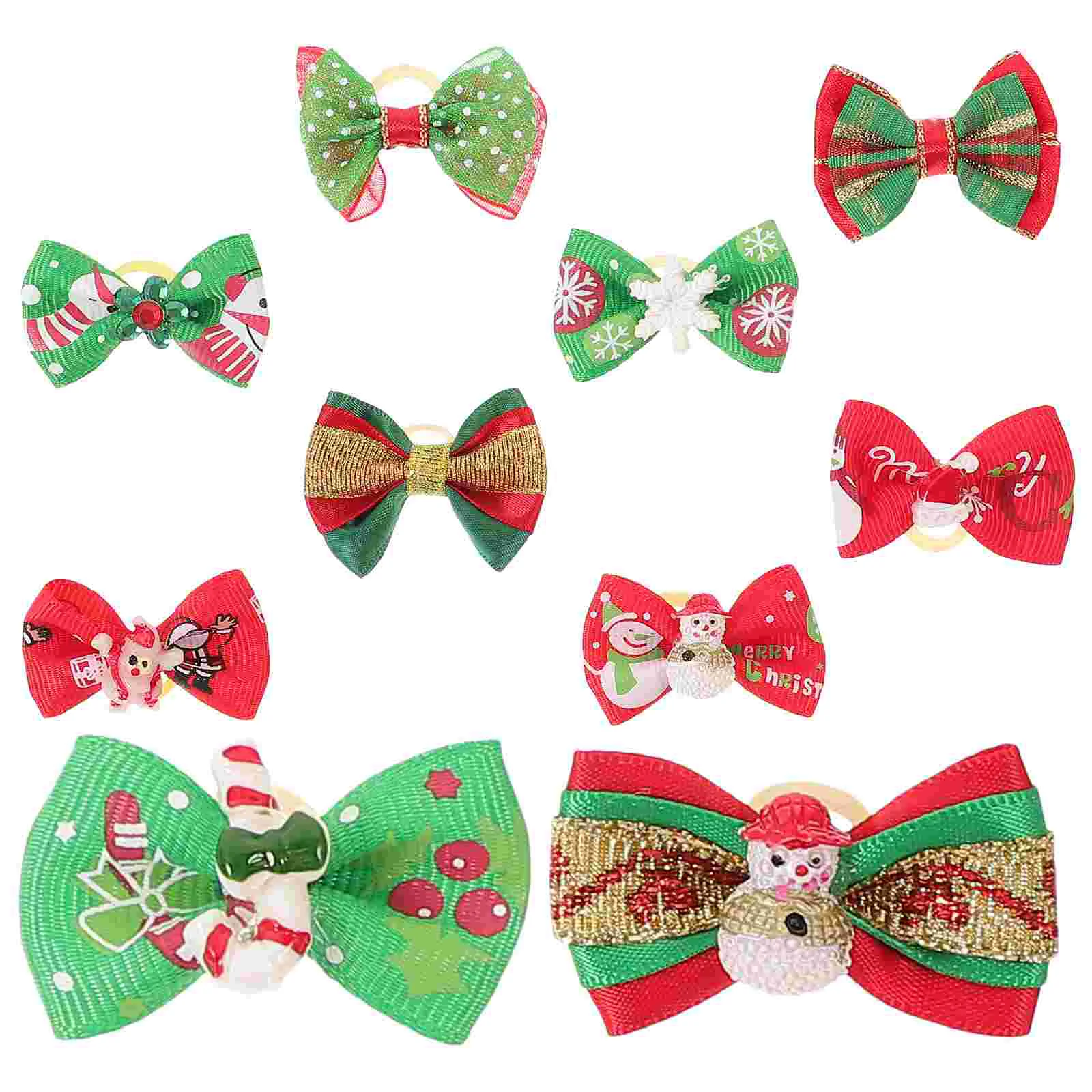 

10 Pcs Christmas Dog Bow Santa Claus Snowman Pet Headdress Bows for Dogs Girls Puppy Hair Small Accessories Pets Grooming Pin