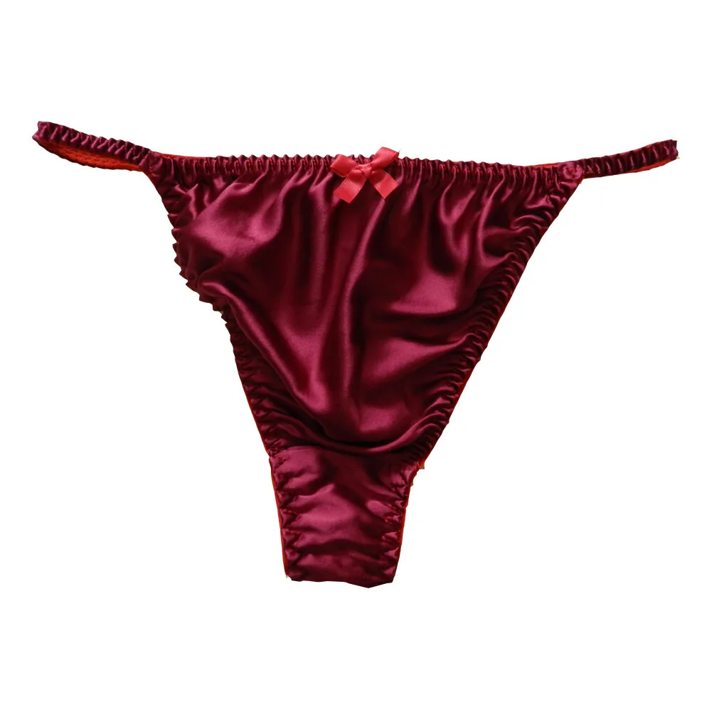 6pcs wholesales Women's Silk Thong Panties String Bikini underwear color at random mulberry silk