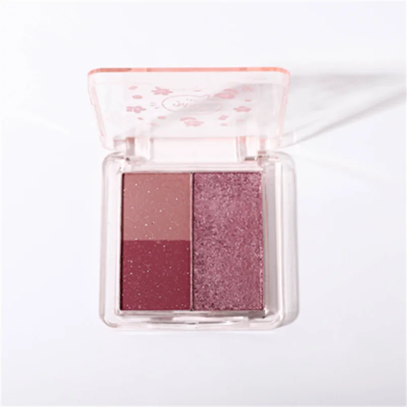 팔레트3 Colors Pink Purple Eye Shadow Plate Cute New Pearl Shine Powder Finish Portable Cosmetics Small Rose Pigments Makeup Tools