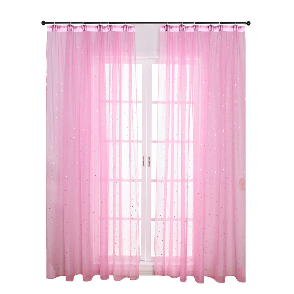 1pcs Window Sheer Curtains 100X200Cm Pink Polyester Fiber Sunlight Diffusing Tulle For Bedroom Bathroom Decor Voile Curtains