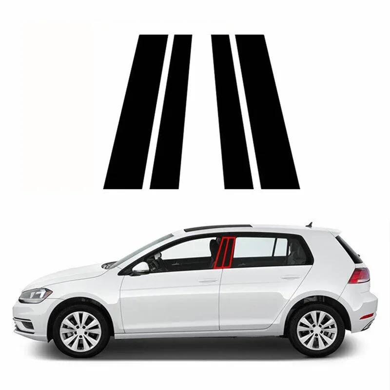 

4PC Glossy Black Pillar Posts Door Side Trim Fit For VW Golf MK7 2013 2014 2015 2016 2017 2018 - 2020 Window Decal Sticker Cover