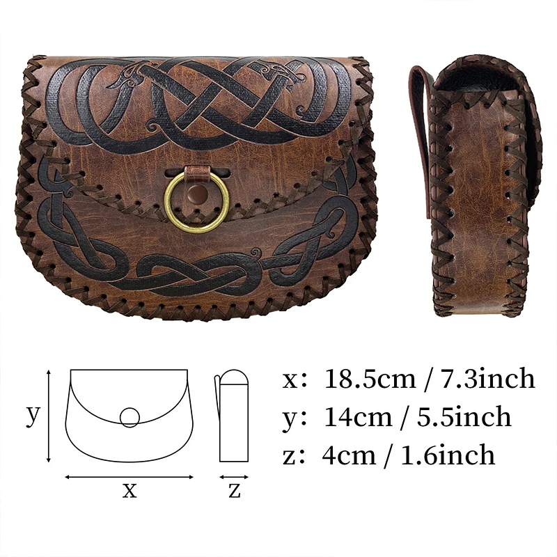 1pc Medieval Waist Bag Boat-Shaped Waist Bag Boat Bag Nordic Viking Style Embossed Belt Bag Retro Cosplay Props Wholesale