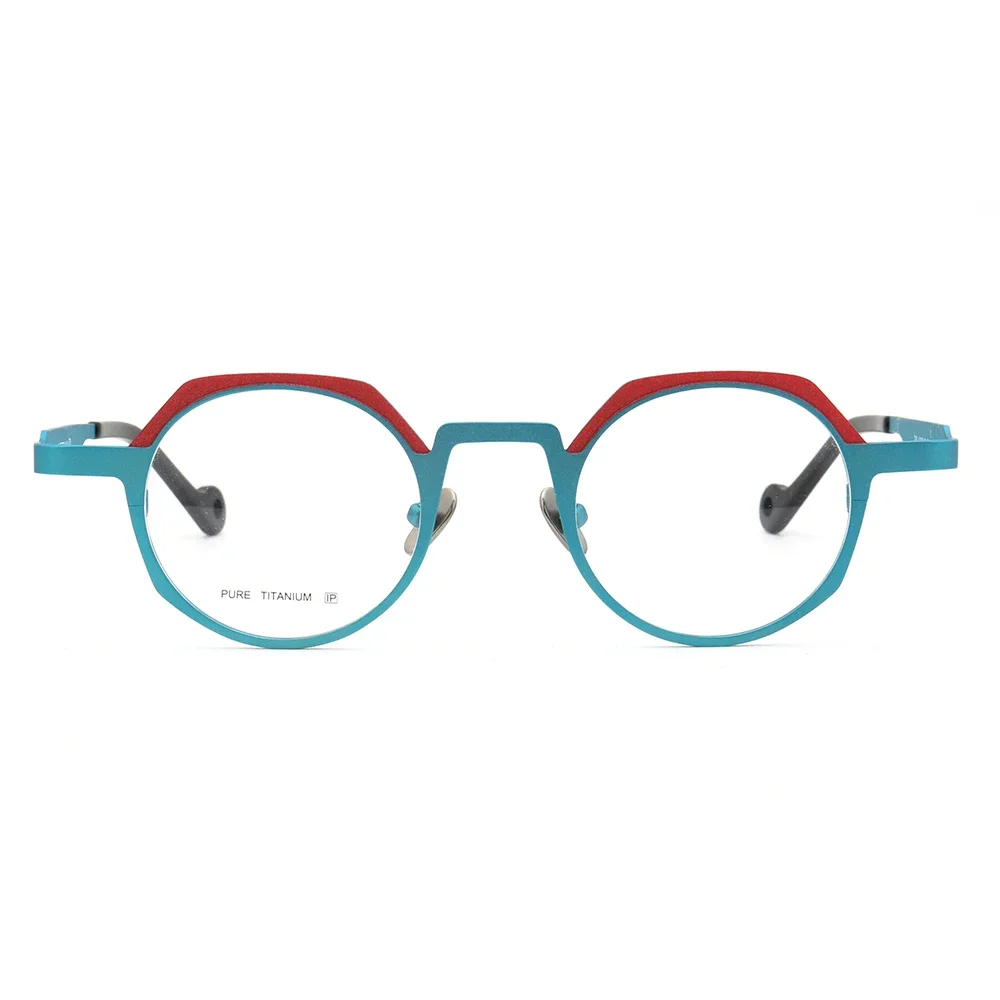 Women Round Pure Titanium Eyeglass Frames Men Vintage Optical Glasses Frames Prescription Eyewear Light Spectacles Retro Blue