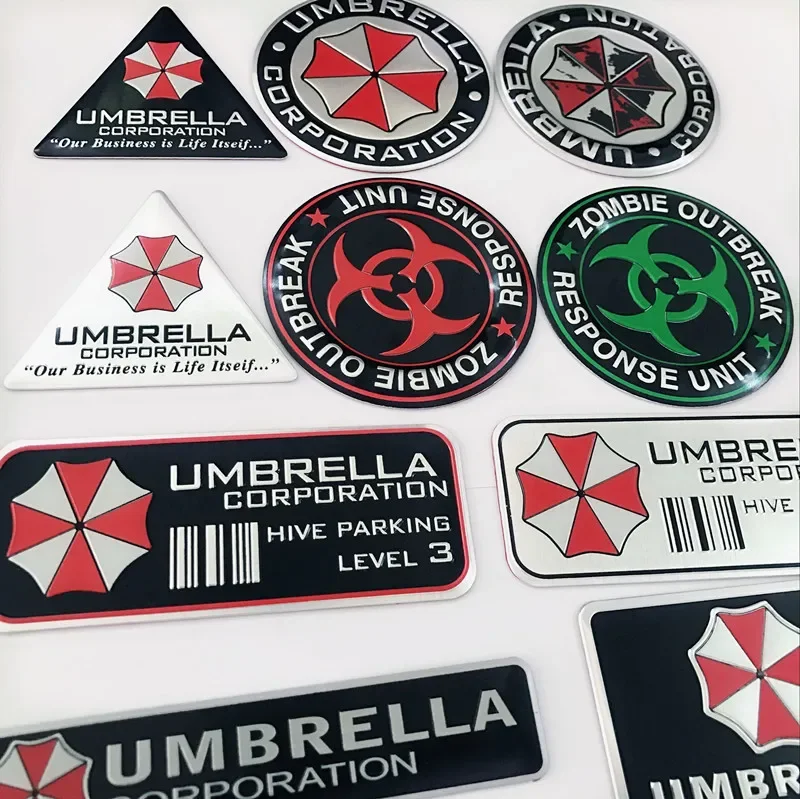 3D Aluminum Car Badge Sticker Umbrella Corporation LOGO Body Trunk Decoration Decals for Mercedes Benz Chevrolet JEEP Seat Mazda