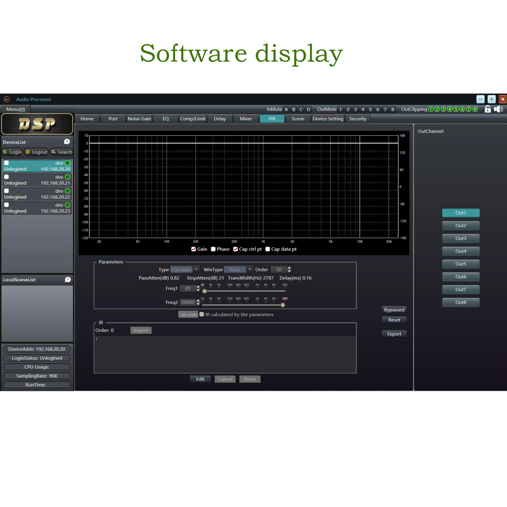 Paulkitson DPA0408RT 4In 8Out Professional Processor Digital 32Bit DSP 13Band EQ Equalizer With FIR Audio Equipment Effects