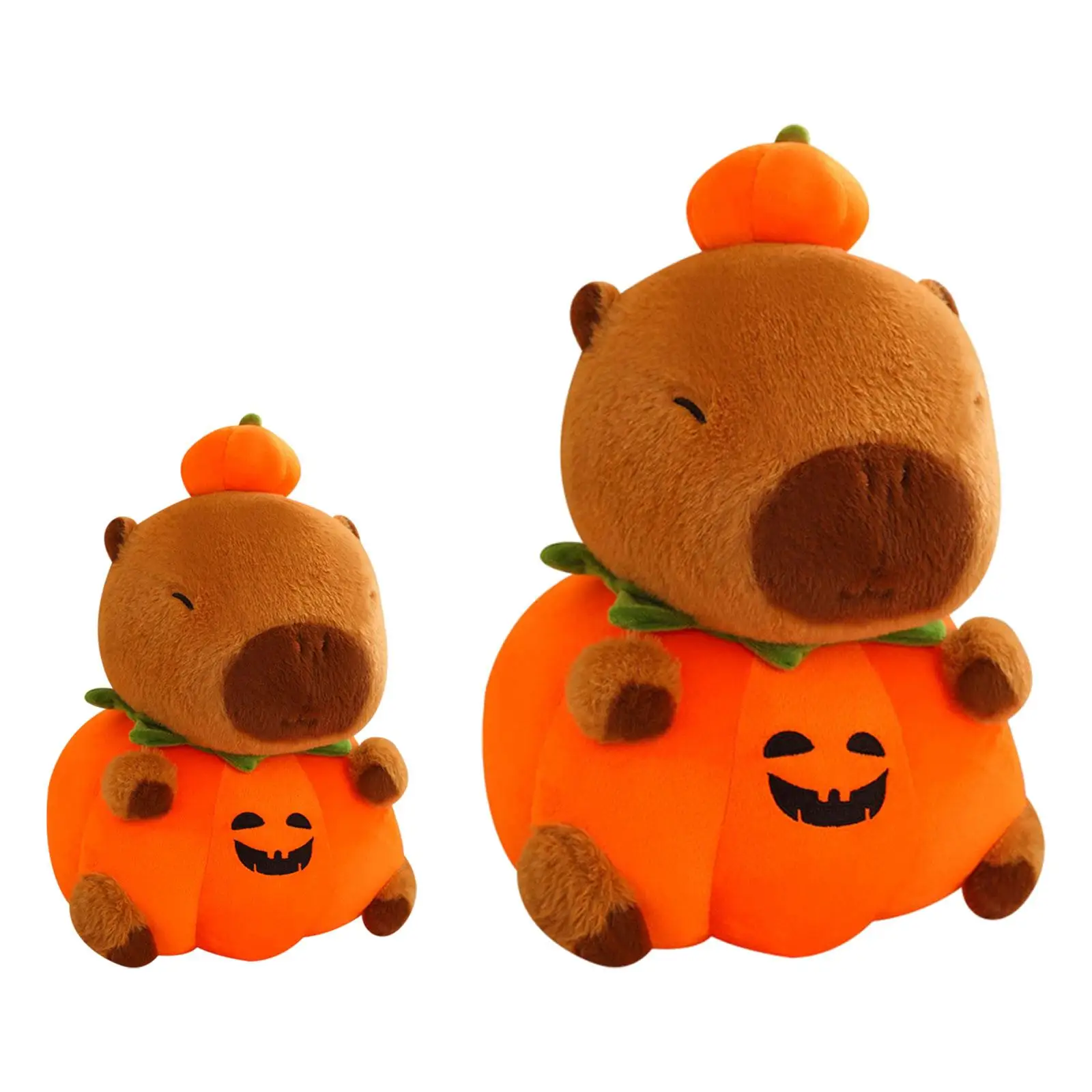 Capybara Plush Toy with Pumpkin Body Collectible Kids Room Decor Realistic Cute Capybara Stuffed Animal for Kids Teens Gifts