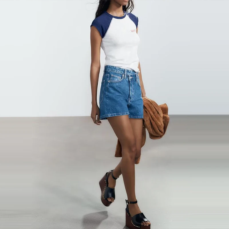 ฤดูร้อน 2025 เอวสูงเอว DENIM orts ผู้หญิง Sle Z ยี่ห้อใหม่มาถึง ort กางเกงสําหรับสุภาพสตรี
