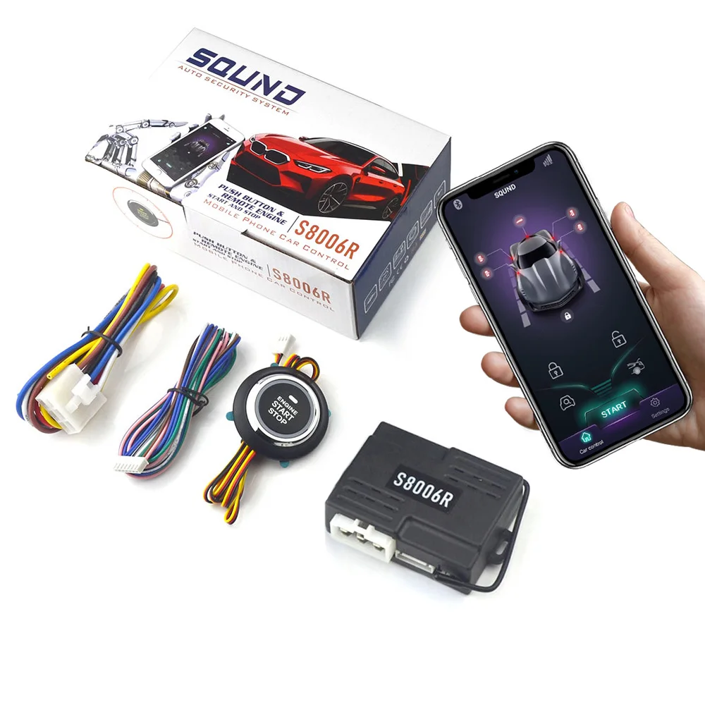 

Универсальная система запуска/остановки двигателя с кнопкой, бесключевым доступом, дистанционным запуском/остановкой, управлением через Bluetooth-приложение, иммобилайзером и центральной системой защиты от угона