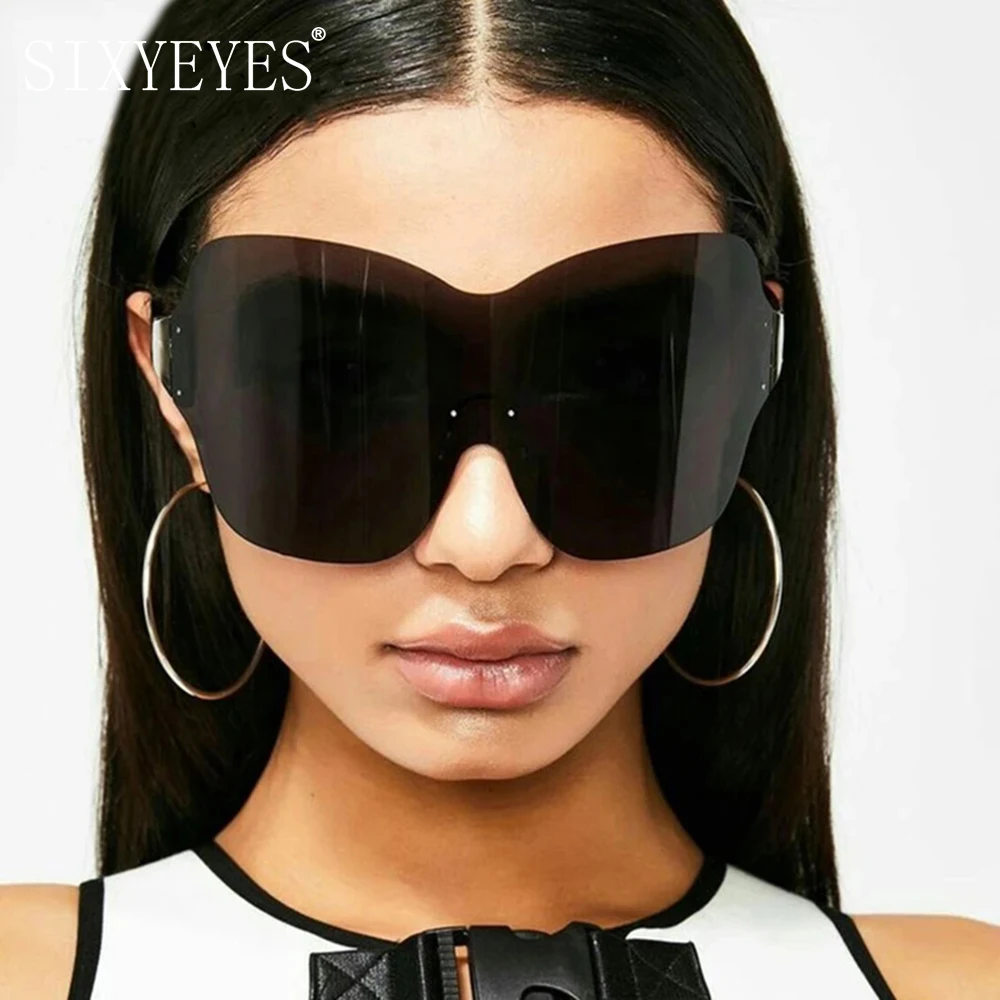 Jednoczęściowe okulary przeciwsłoneczne oversize damskie męskie kolorowe sportowe okulary przeciwsłoneczne Y2k okulary przeciwsłoneczne do jazdy okulary designerskie okulary marki