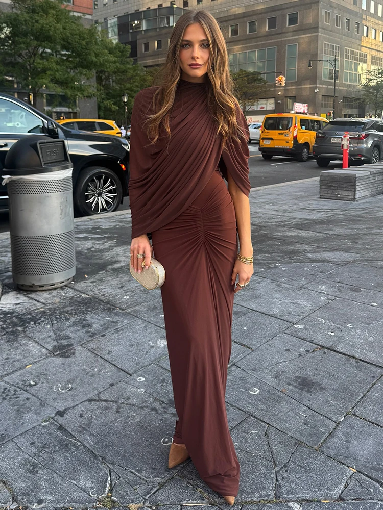 Sukienka z nieregularną siateczką, damska, z odkrytymi ramionami, bez rękawów, marszczona, elegancka, seksowna, na studniówkę, elastyczna, dopasowana, maxi, bodycon.