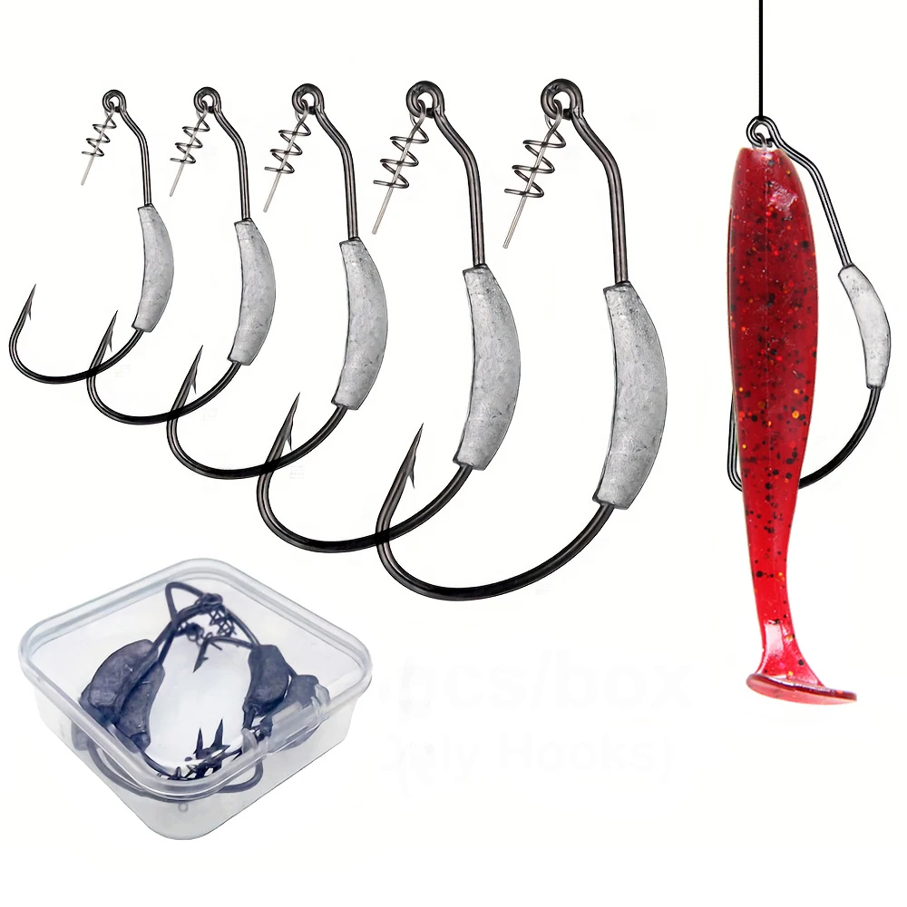 Lurestiker 5 sztuk w pudełku 2g 3g 4g 5g 7g 9g Jig Crank Head z haczykiem z zadziorem i sprężynowym zabezpieczeniem, Pesca do miękkich zestawów Texas Rig, sprzęt wędkarski — 2