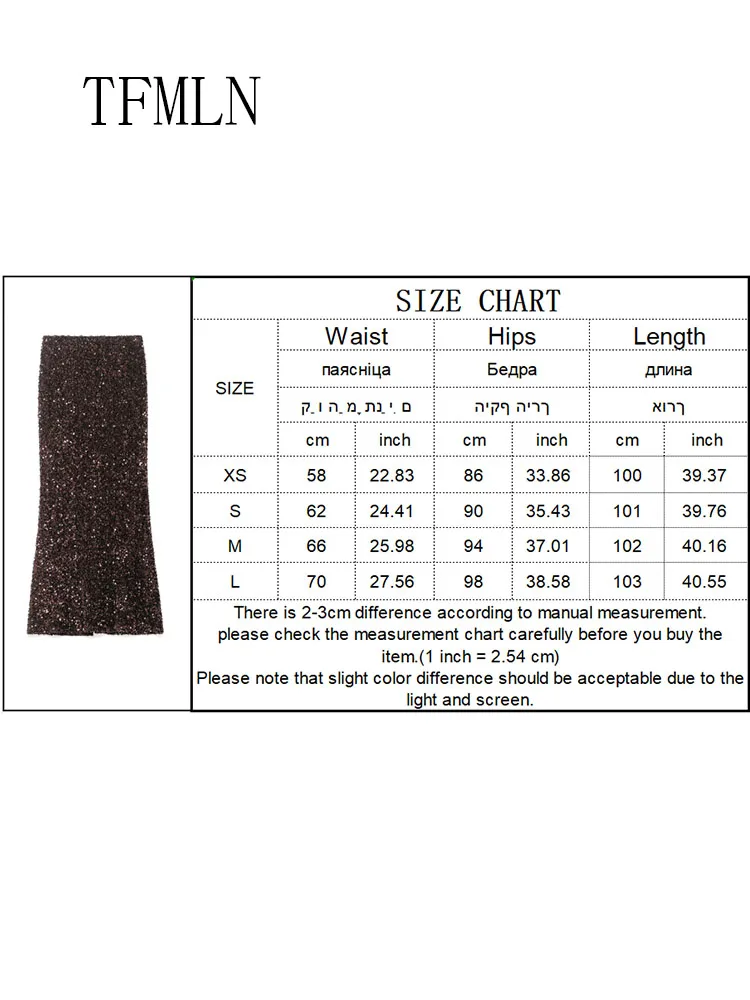 TFMLN femmes élégantes paillettes mince jupes décontractées 2026 printemps mode soirée jupes rétro Sexy femme vêtements de noël