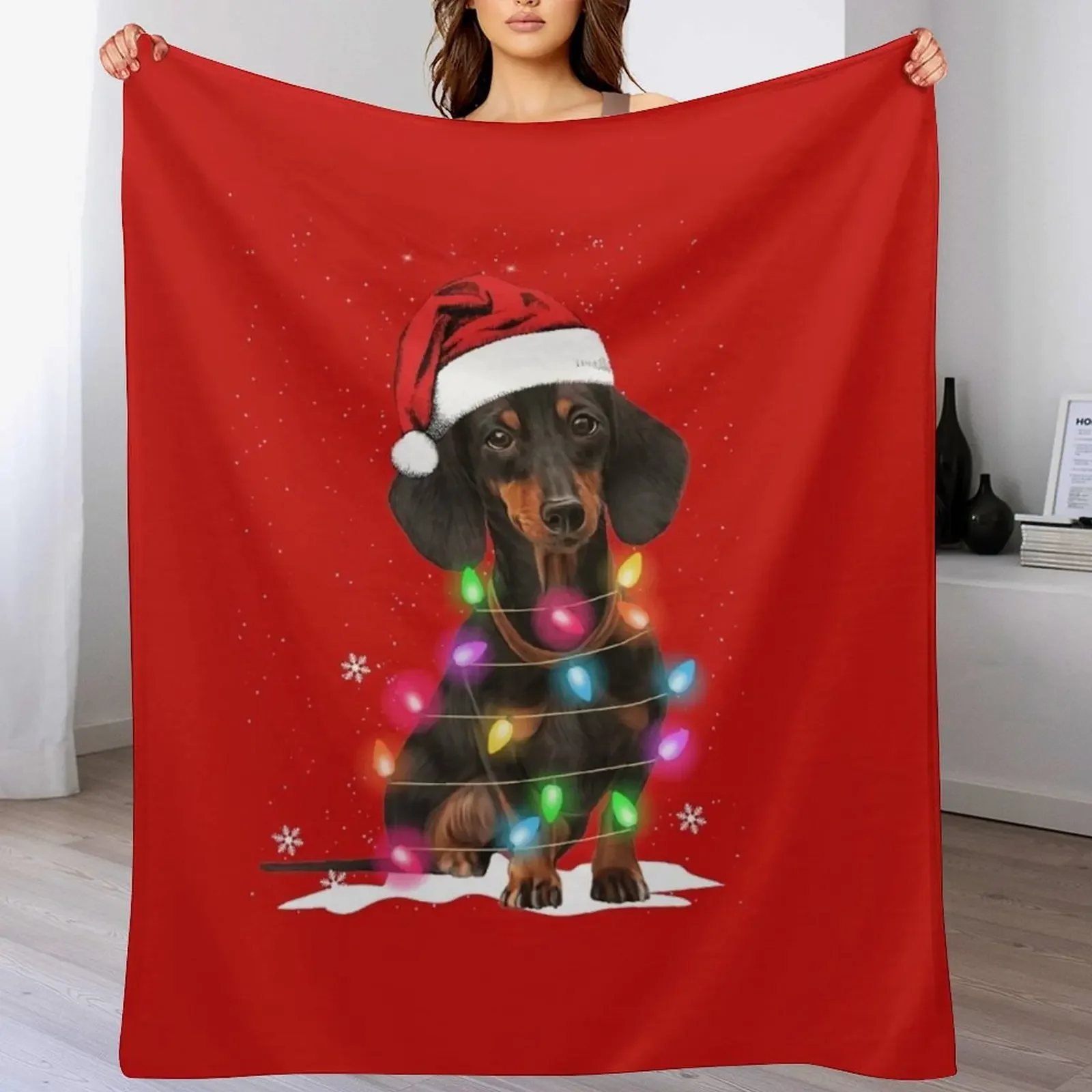 

Dachshund Christmas Lights With Snow Sweater Throw Blanket Baby sofa bed halloween Bed Fashionable Blankets