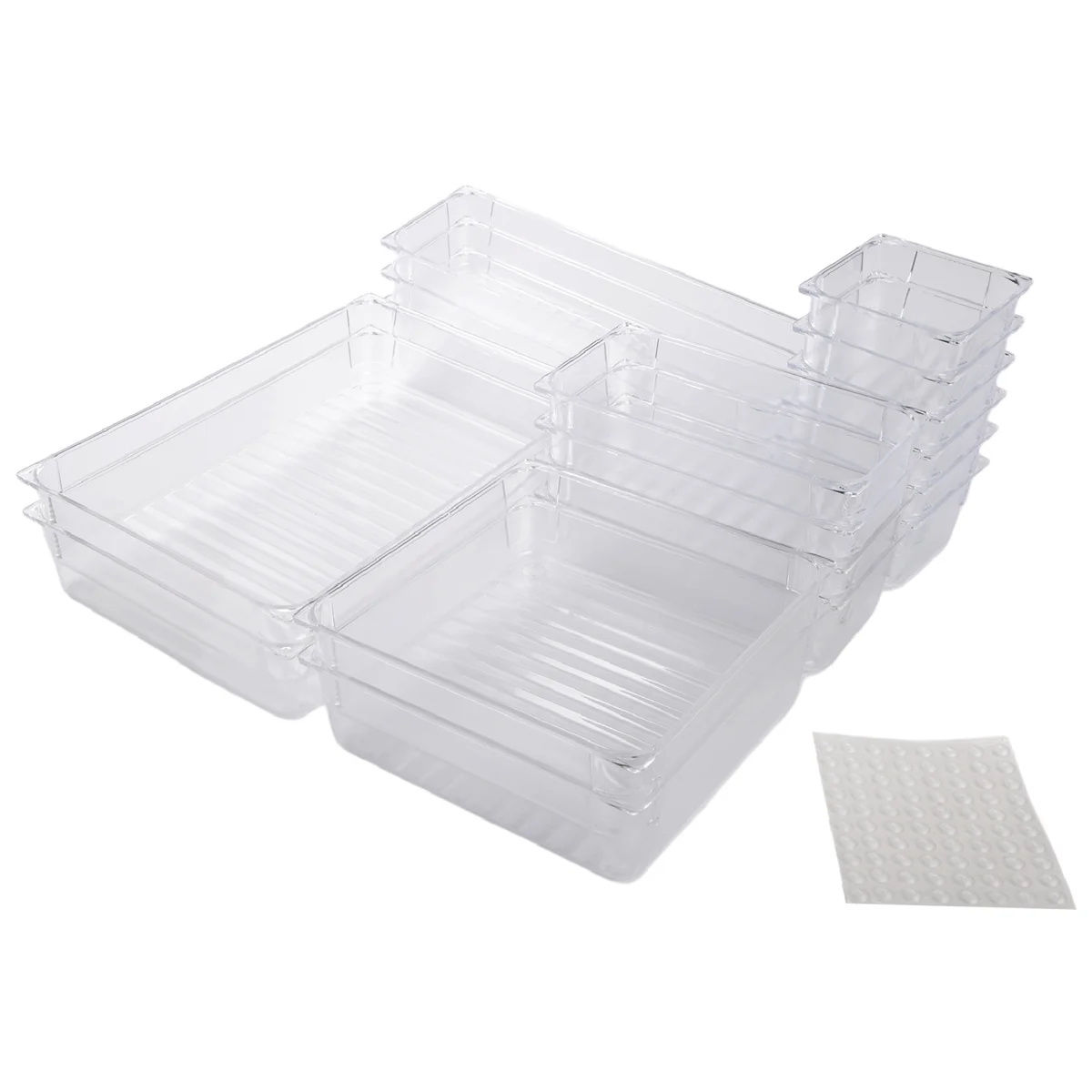 Système d'Organisation à Proximité Mathiée, Antidérapant, Boîte de Rangement Transparente MELInsert, 18 Pièces