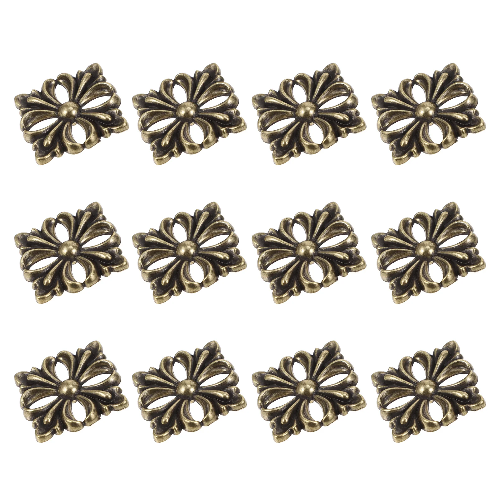 6 Pcs Vintage Decor American Square Flower Furniture Decorative Plate Metal Zinc Alloy