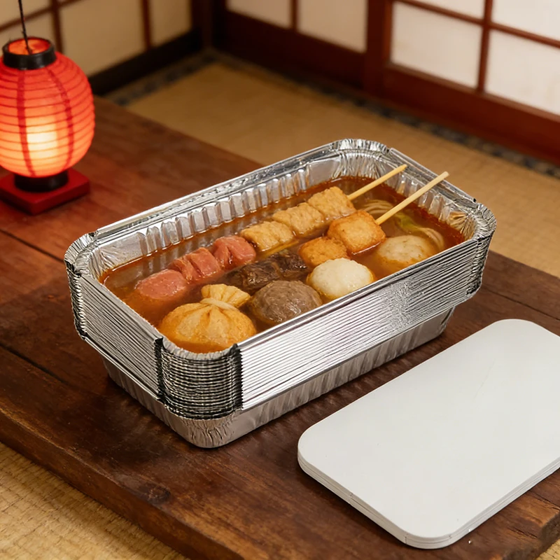 

20/50/100Pcs Pack 1100ml Rectangular Aluminum Foil Containers Disposable Takeout Food Boxes BBQ Grill Pans Kitchen Catering