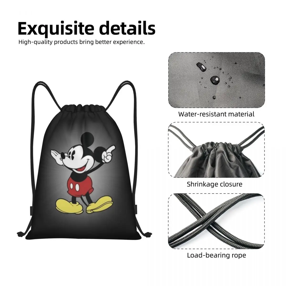 Custom Mickey Mouse Drawstring Backpack Sports Gym Bag for Men Women Training Sackpack