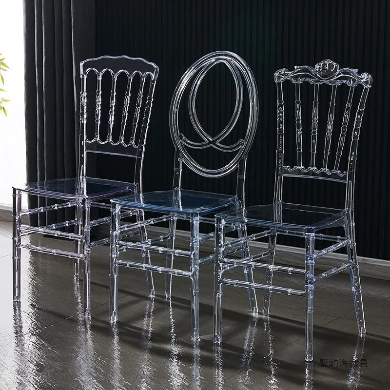 

10pcs Transparent Bamboo Acrylic Wedding Chairs Crystal Seat Banquet Dining Room Family Hotel Chair Decorative Pieces
