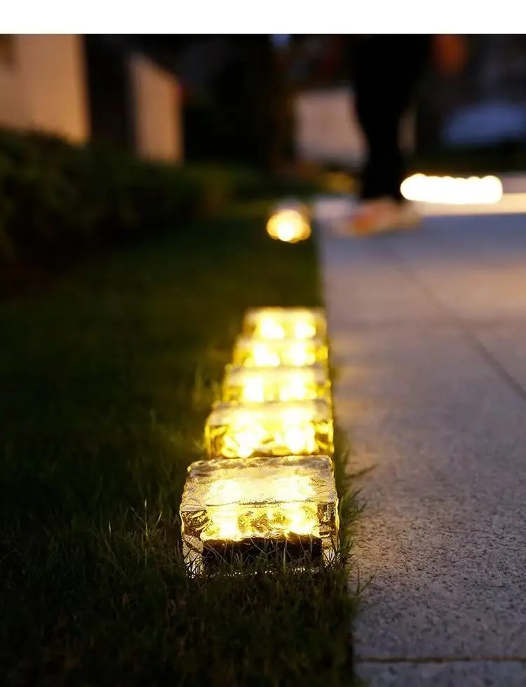 Outdoor Courtyard Solar Ice Brick Lamp Home Sensing Landscape Lamp Garden Step Decoration Square Ice Cube Lamp