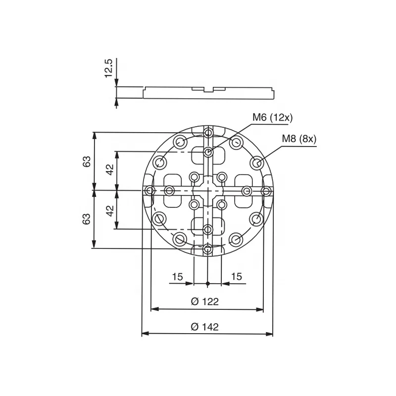 HPEDM High Precision CNC Hardened Steel Pallet 3R-681.71 D142 Mm With Clearance Holes HE-R06843.142