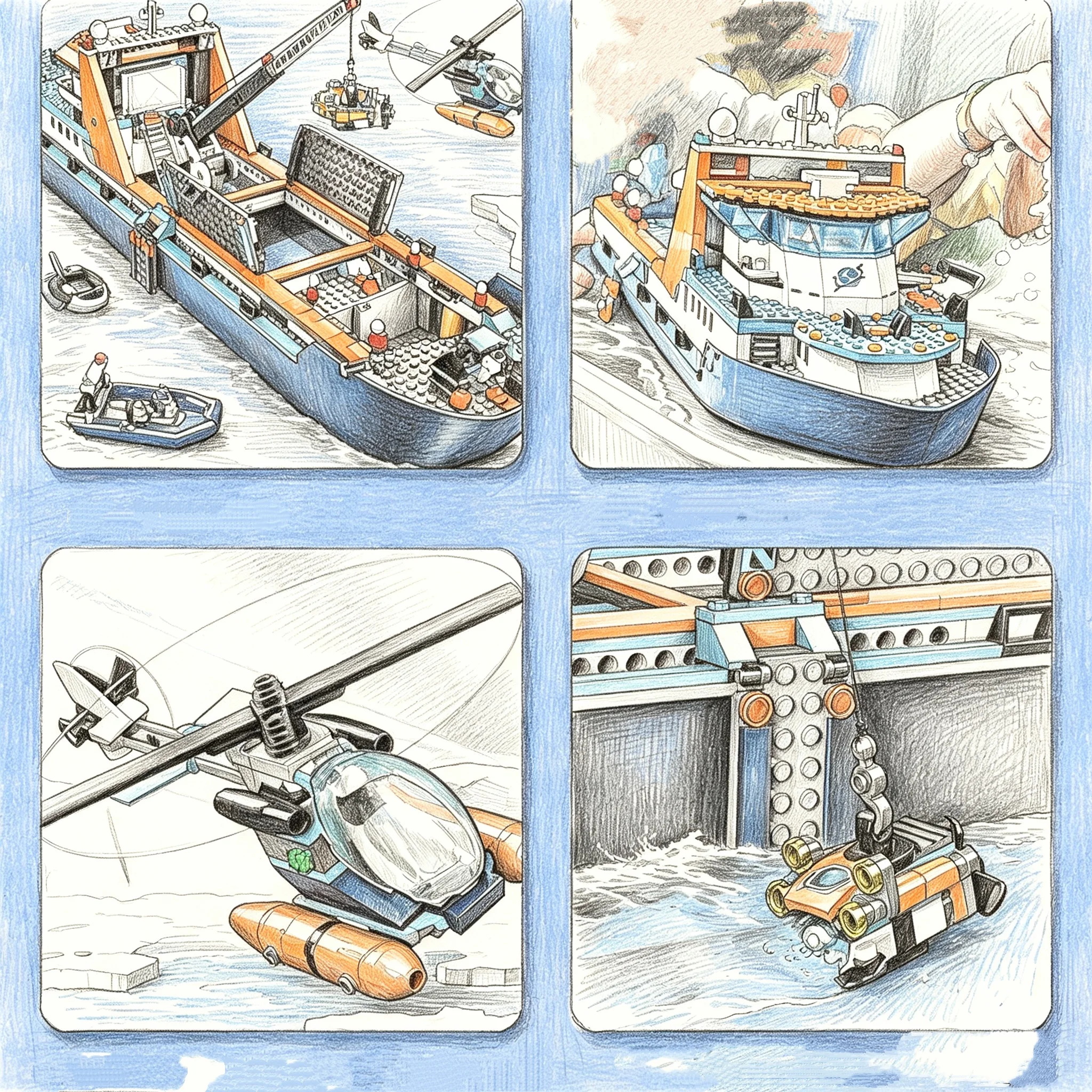 Ensemble de blocs de construction assortis City Ocean Explorer, jouet amusant, ensemble de blocs de construction de bateau d'aventure, cadeau