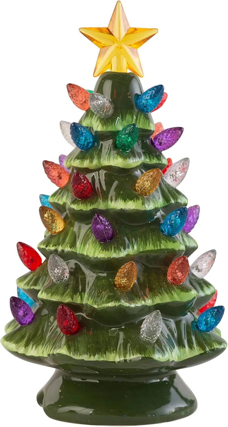 

Small Vintage Ceramic Christmas Tree with Multi-Color Lights and Clip in Cord - 6.75' Tabletop Tree