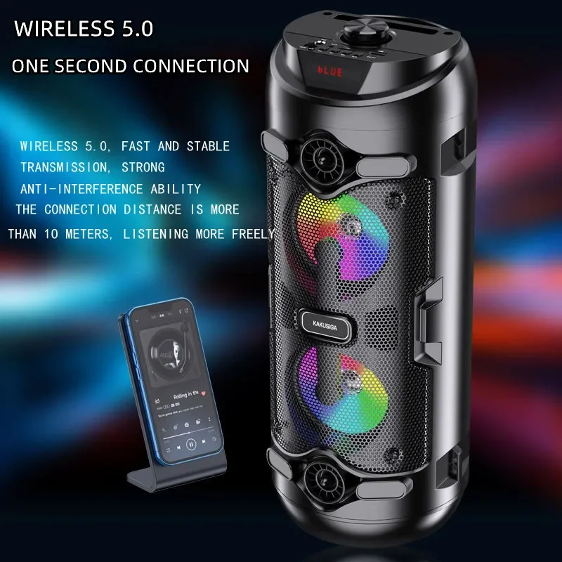 

KAKUSIGA Kk-4201Bluetooth Speaker Flame Lamp Wireless Speaker BT5.0 Outdoor Party Portable Speaker AUX/TWS Stereo Audio Speaker