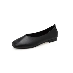Dames Schattige Lichtgewicht Veerslip Op Ronde Neus Kantoor Platte Schoenen Dame Casual Bruin Comfort Zacht Pu Leer Loafers B121