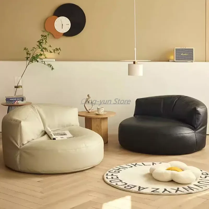 

Round Single Bean Bag Sofa Comfortable Floor Simple Ergonomic Bean Bag Sofas Waterproof Quilted Divani Furniture Living Room