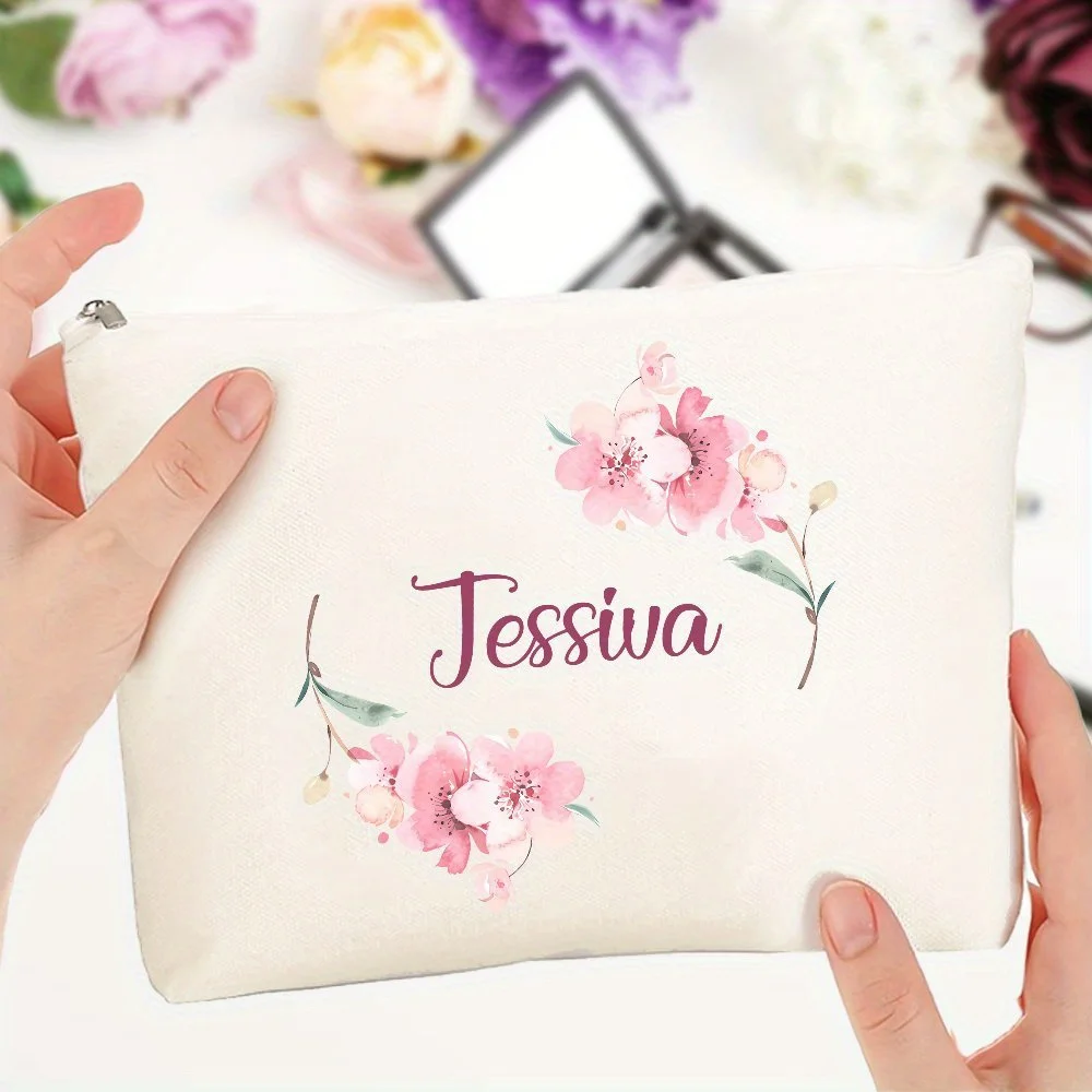 Custom Floral Makeup Bag Personalized Name,Gifts for Women Including Bridesmaids for Bridal Partiesbachelorette Celebrations