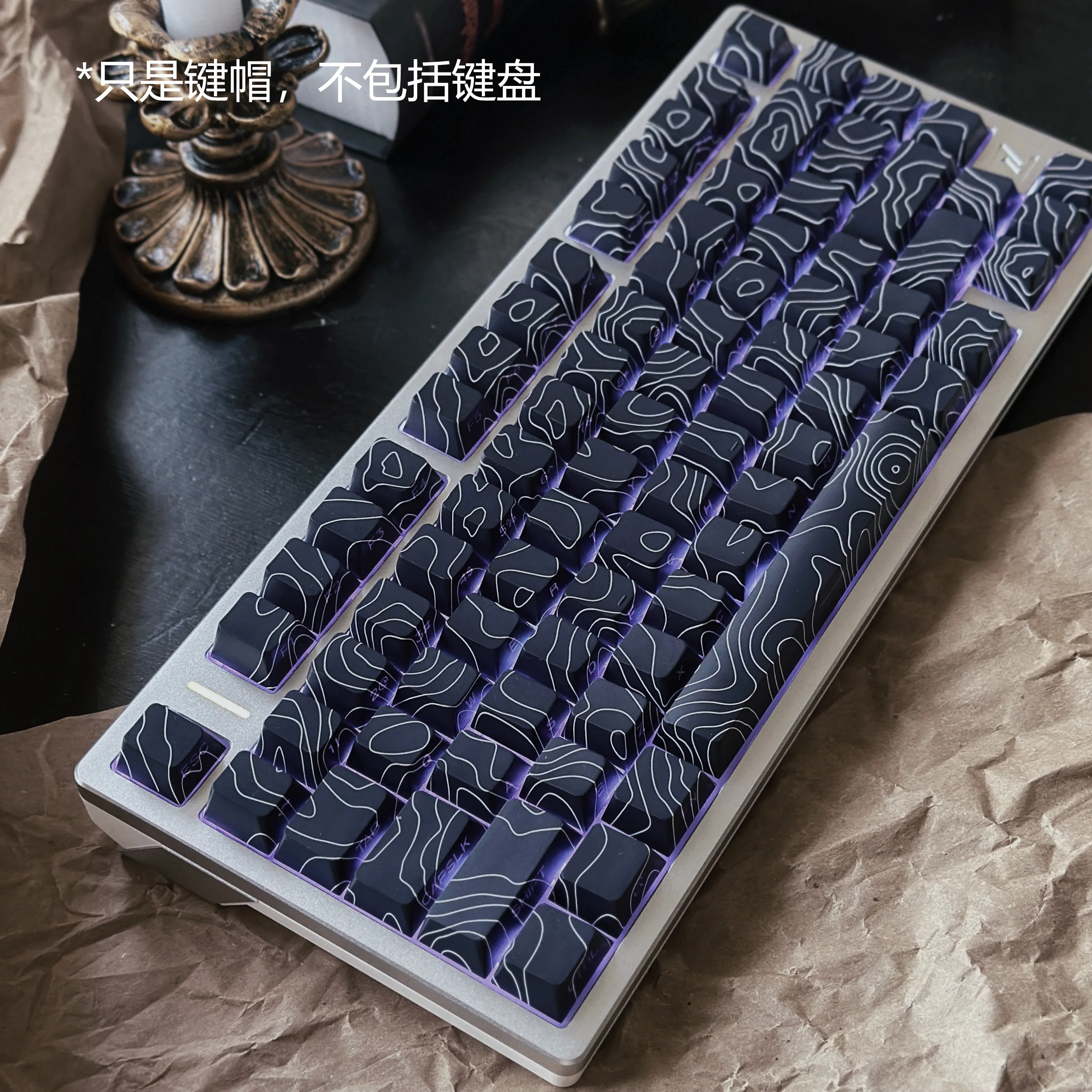 Side‑Printed Light‑Transparent Contour Black‑White Dual‑Color Dye‑Sublimation Keycap Set Fit For MX‑Switch Mechanical Keyboard