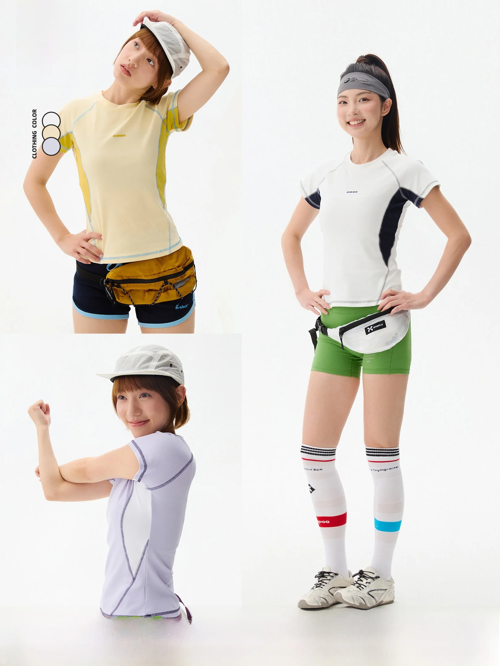 

Owox Sporty Short Sleeve Running T-Shirt Women's Summer Thin Cool Feeling Tight Fit round Neck Top Color Block Design
