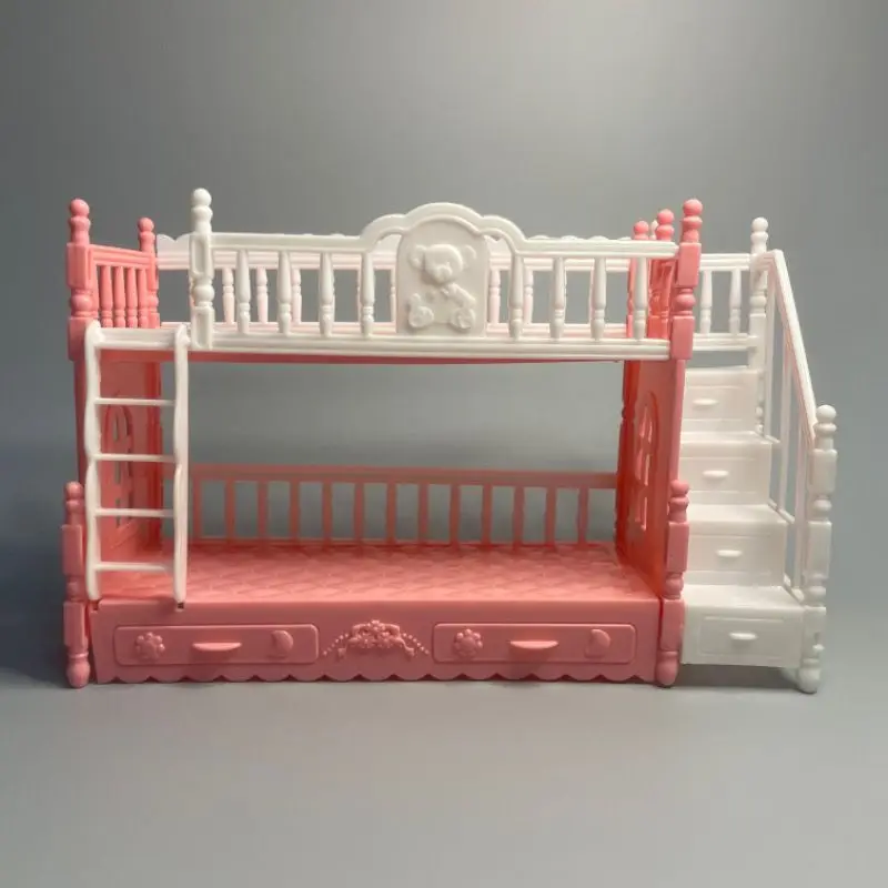 1/12 Doll House Miniature Simulation European Princess Double Bed For Doll Furniture Toy Princess Double Staircase Toy