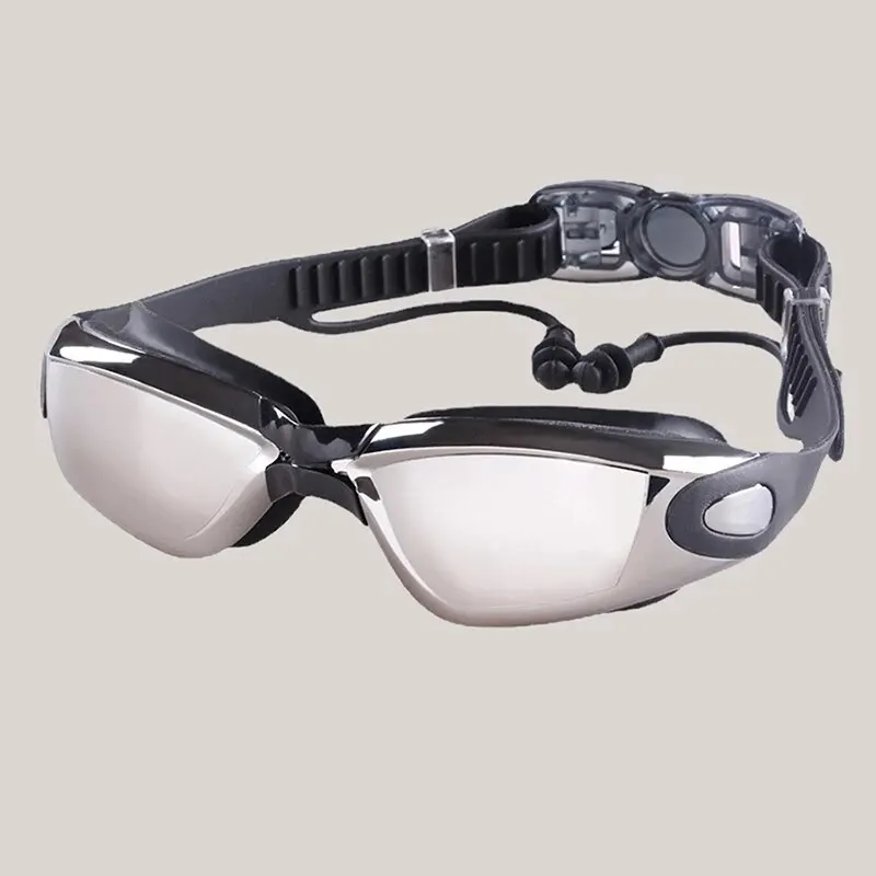 Professional Diving Goggles Electroplating Men And Women All-in-one Earplug Glasses Anti-fog Waterproof HD Swimming Goggles