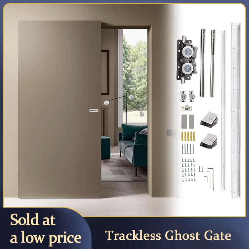 Ghost Sliding System Invisible Track No Floor Dual Buffer Overhead Rail Recessed Mount Kitchen Bedroom Shower Hardware