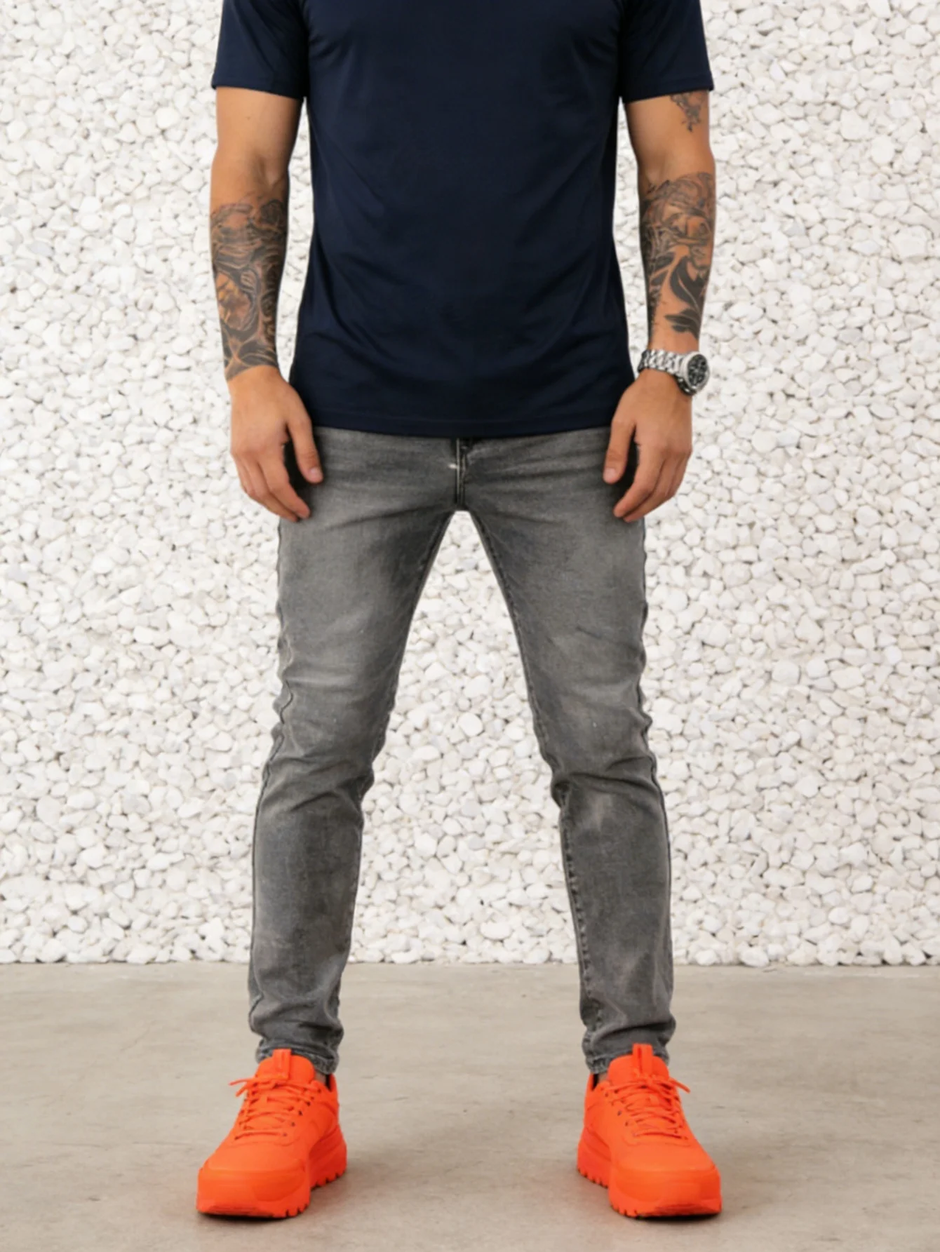 Gray Tight Jeans For Man Slim Fit Y2k Drip Unisex Original Fashion Pants No accessories or belts included