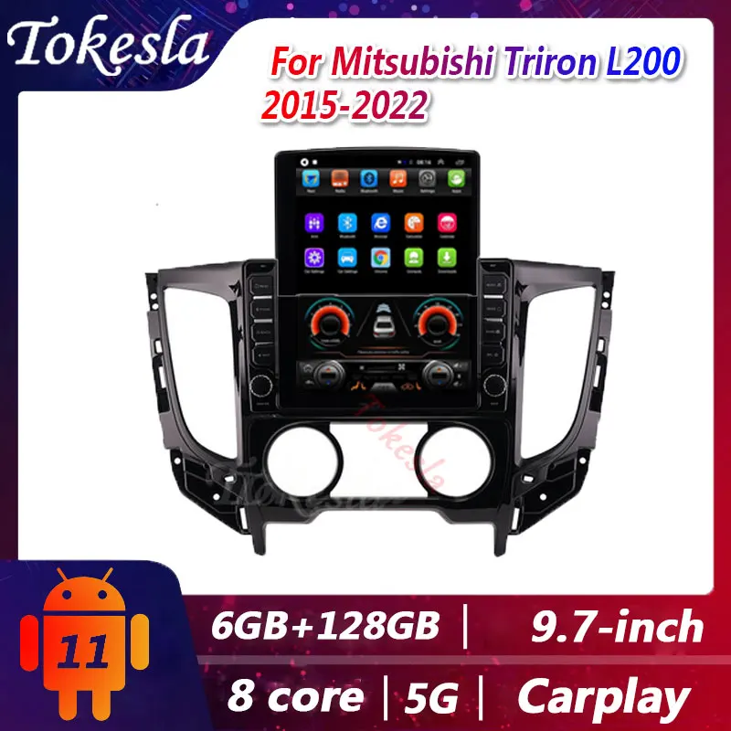 Tokesla For Mitsubishi Triton L200 Android Car Radio Multimedia Dvd Player Tesla Screen Stereo Receiver 2 Din Carplay Navigation