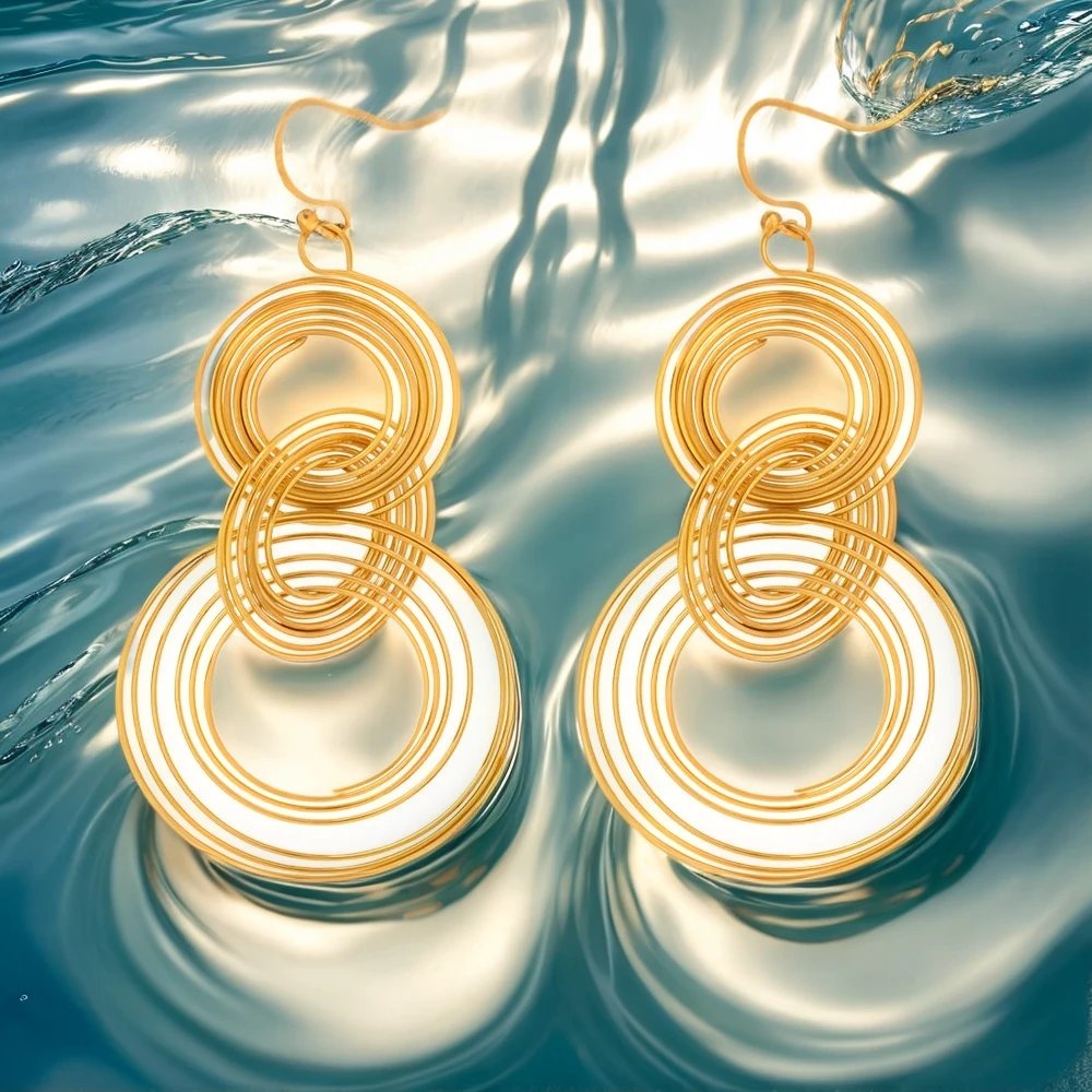 Pendientes largos de mujer con forma de resorte, círculo multicapa de acero inoxidable, accesorios de joyería modernos y versátiles