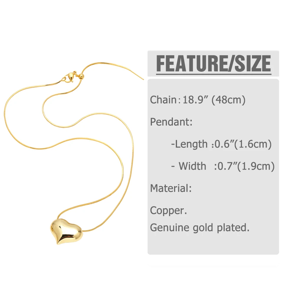 FLOLA Polished Bubble Heart Necklaces for Women Gold Plated Snake Chain Short Necklaces Simple Jewelry nkeb304