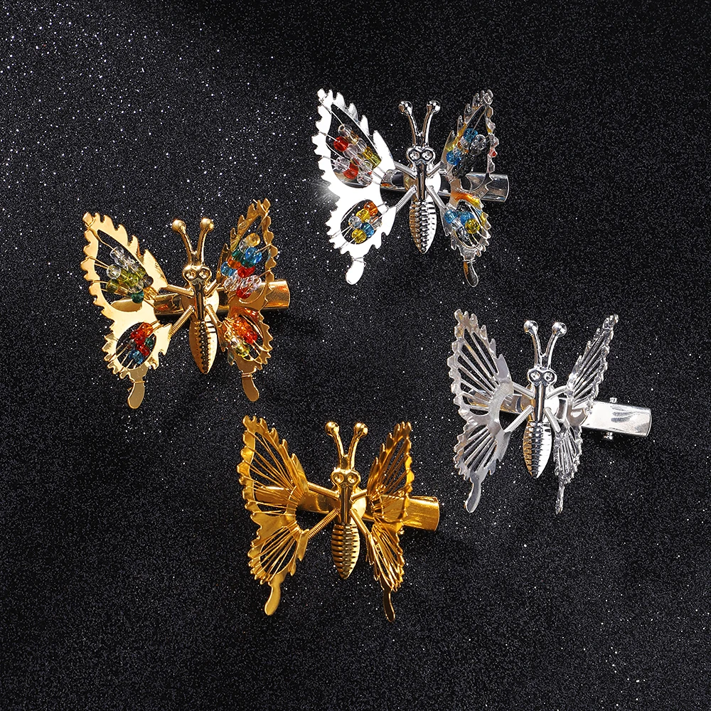 2/4pcs Girl Elegant Butterfly Hairpin Metal Trembling Butterfly Clip Moving Butterfly Hairpin Headdress Baby Hair Accessories