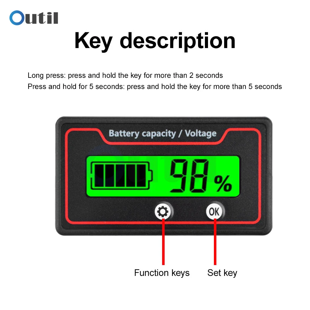 

Battery Power Display Meter 9-120V Lithium Lead Acid Battery Iron battery capacity tester voltage volt ammeter battery monitor