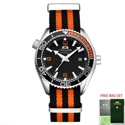 Automatic Watches for Men Mechanical Self Wind Movement Orange Black Blue Canvas Strap Luxury Reloj Hombre Relogios Masculino